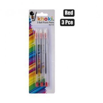  PEN BALL POINT 3PCE RED